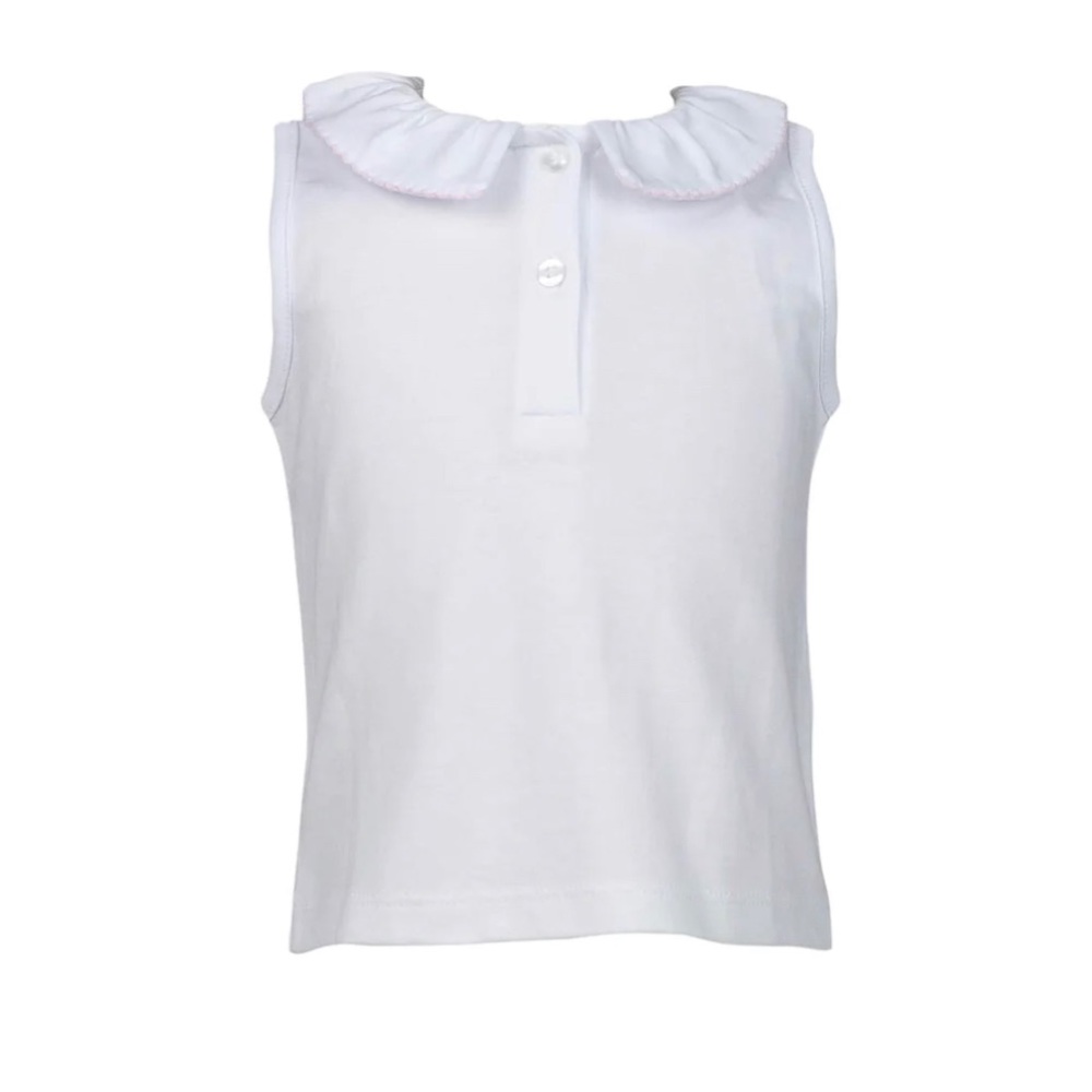 The Proper Peony - Pink Trim Pima Sleeveless Blouse